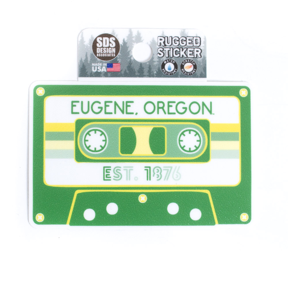 Eugene, Green, Stickers, Home & Auto, 3.5", SDS Design, Cassette Tape design, 759407